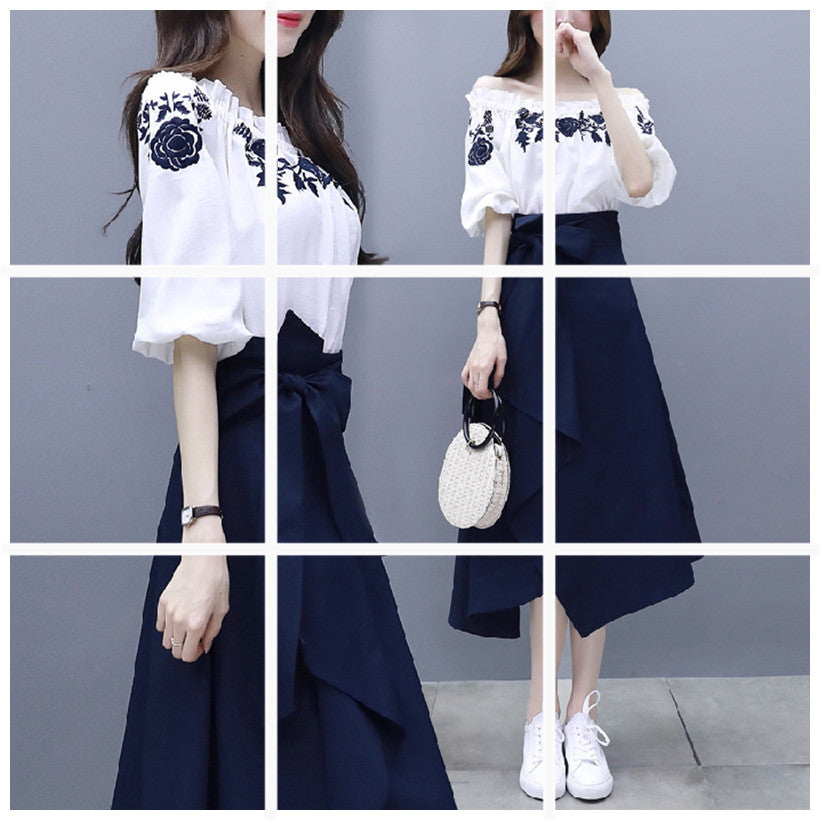 Spring And Summer Women'S Popular Suits, Dresses, Waist, And Two Long Skirts With Thin Temperament