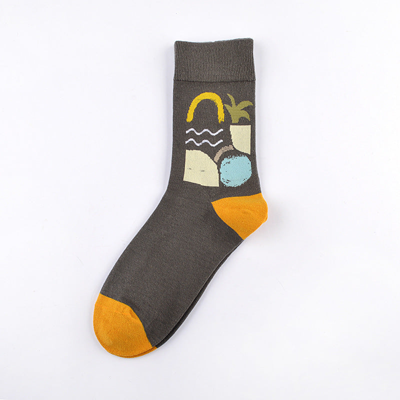 Personality Tide Socks Lighthouse Tide Socks Combed Cotton Embroidered Tube Socks