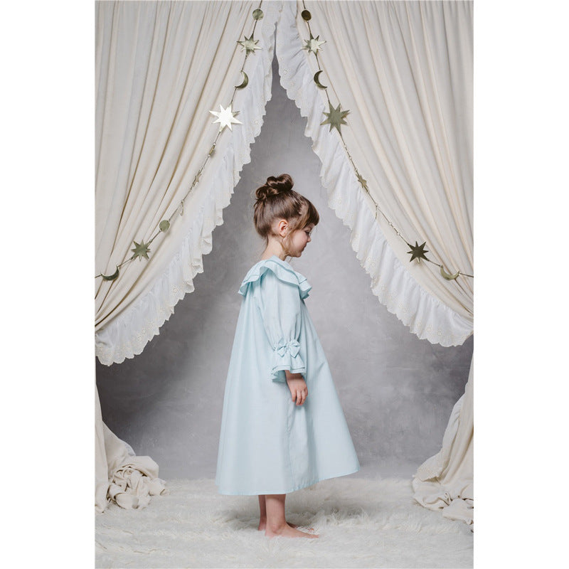 Homewear Girls' Nine-Sleeve Home Dresses With Silk Nightdress