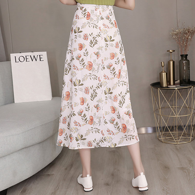 Medium length floral skirt