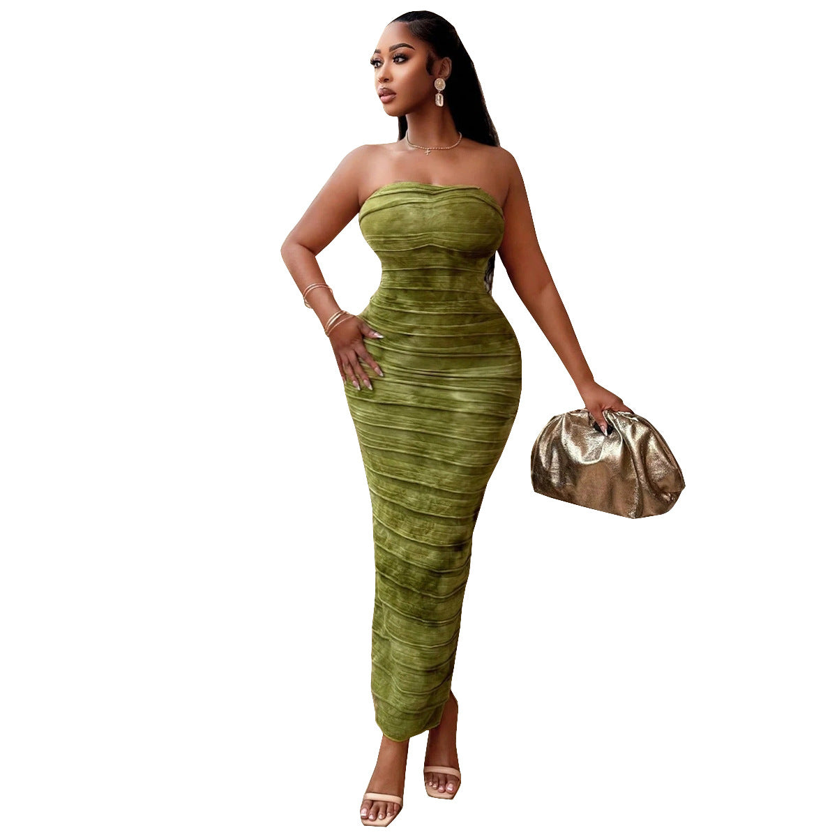 Open-back Tie-dyed European And American Tube Top Dresses