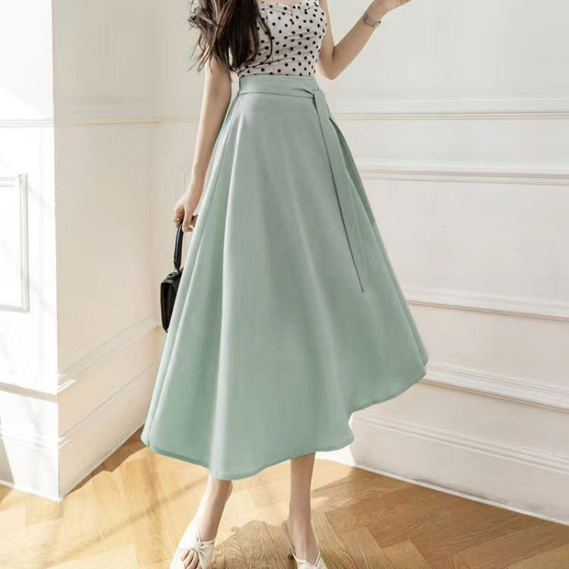 A- Line Skirt Draping Large Hem Mid-length Skirt