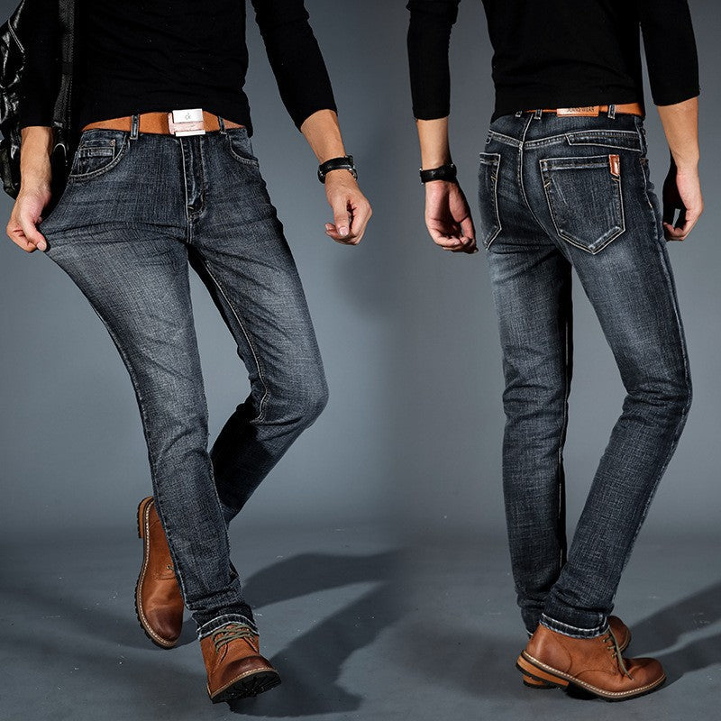 Jeans Men's Slim-Fit Casual Jeans With Small Feet