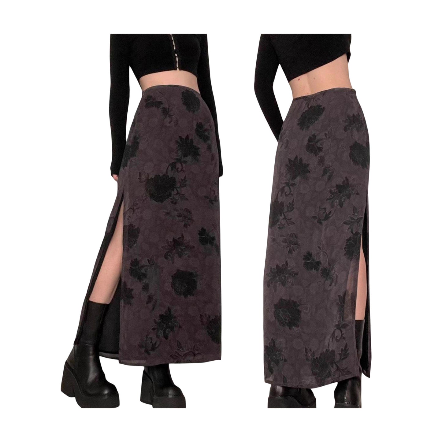 Split Skirt Versatile Casual Fashion Plant Flower Digital Printing