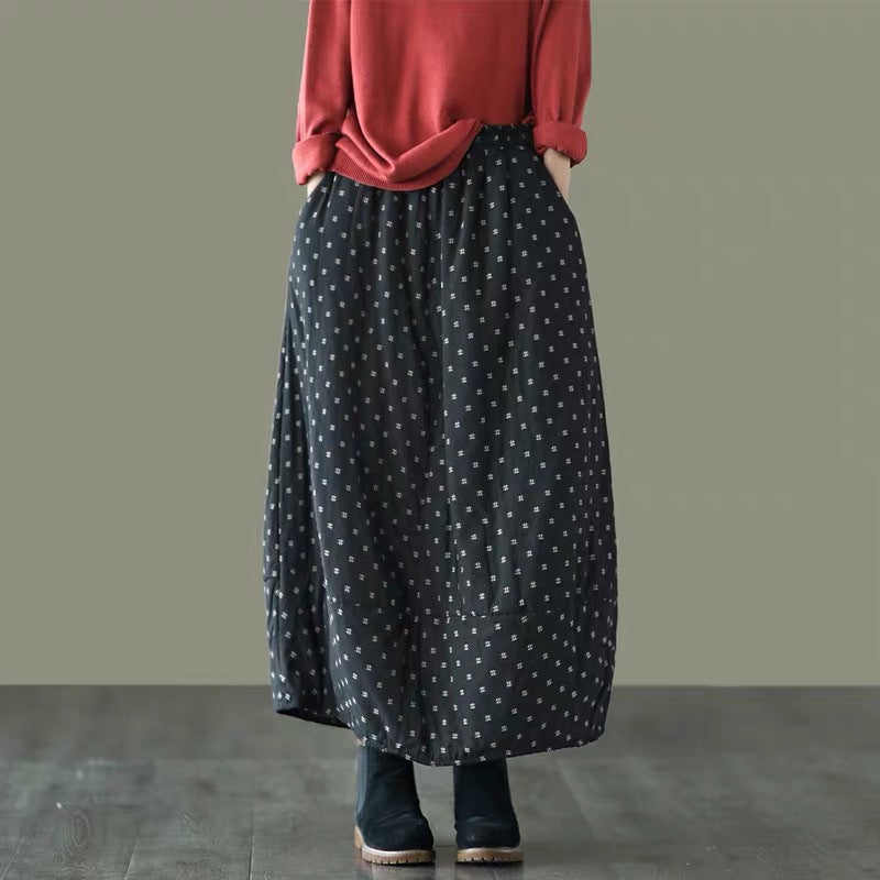 Printed Elastic Waist Plus Size Skirt Women