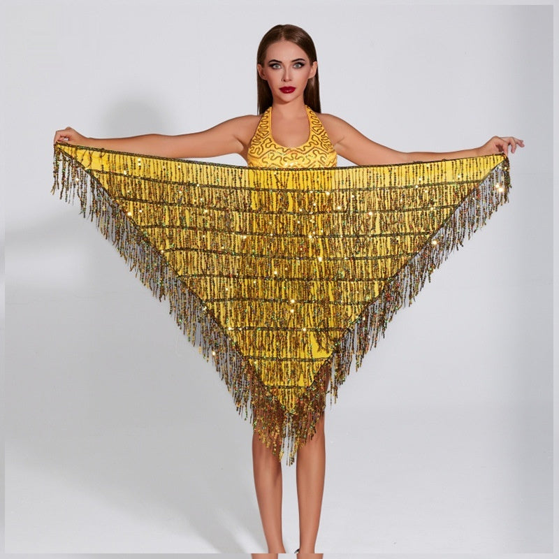 Women's Sequined Tassel Triangle Hip Bag Waist Scarf