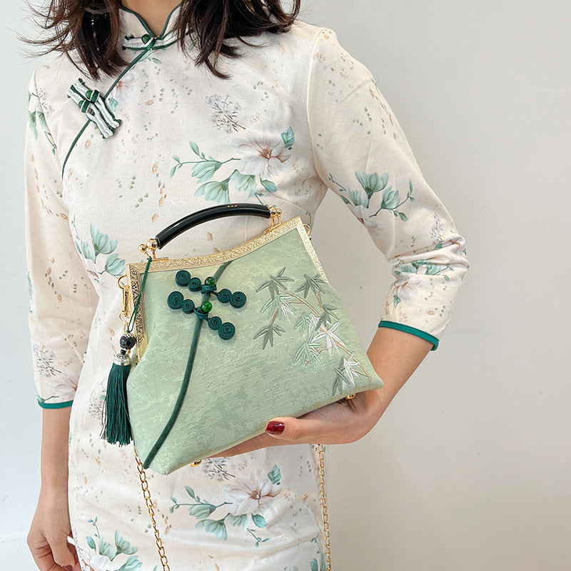 Lucky Bamboo Embroidery Handbags Women