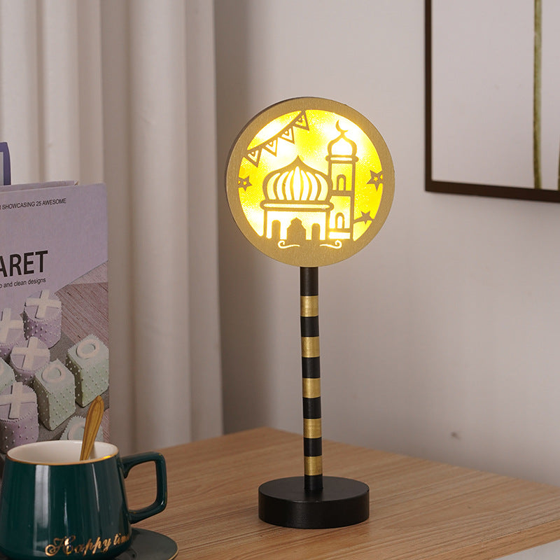 Colored Lights LED Star Moon Wooden Decoration Small Night Lamp