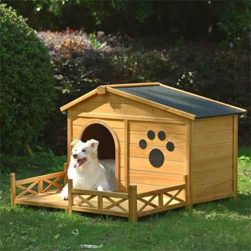 Wooden Dog House - Medium Outdoor Kennel - Amanluxe