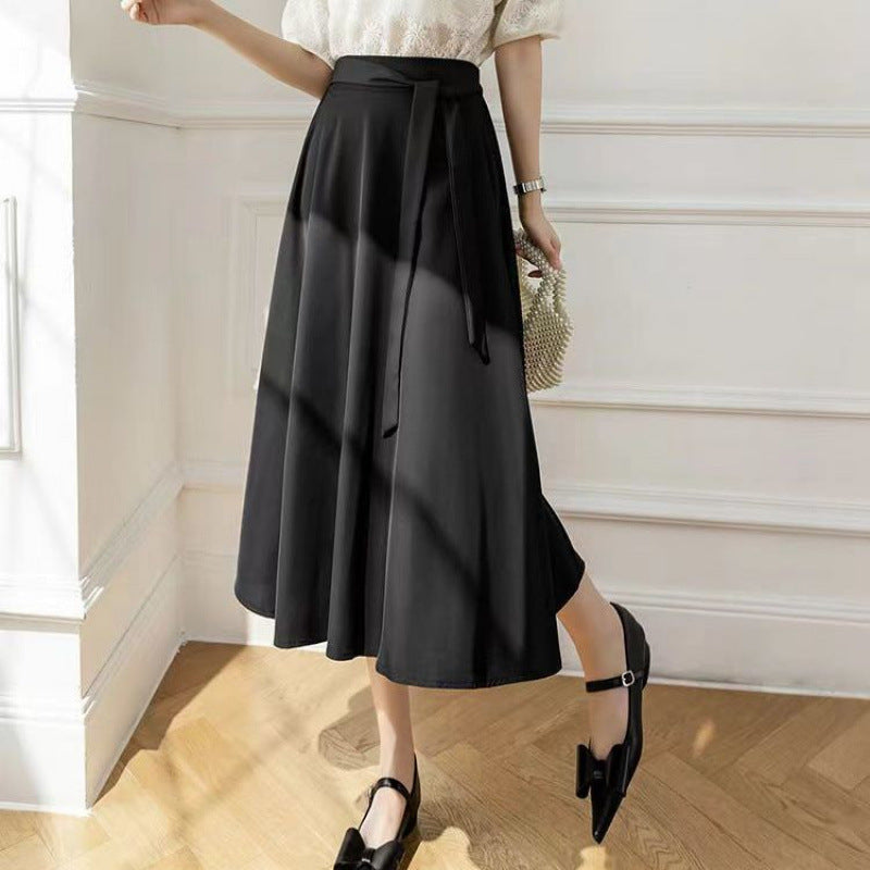 A- Line Skirt Draping Large Hem Mid-length Skirt