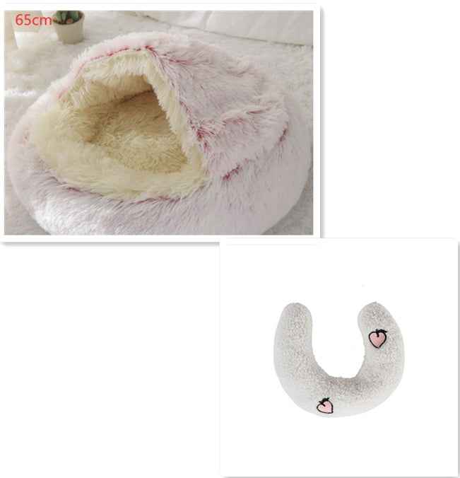 2-in-1 Pet Bed - Round Plush Winter - Amanluxe