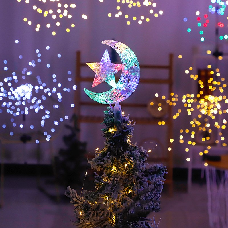 Christmas Festival Atmosphere Decoration Moon Star Treetop Lamp