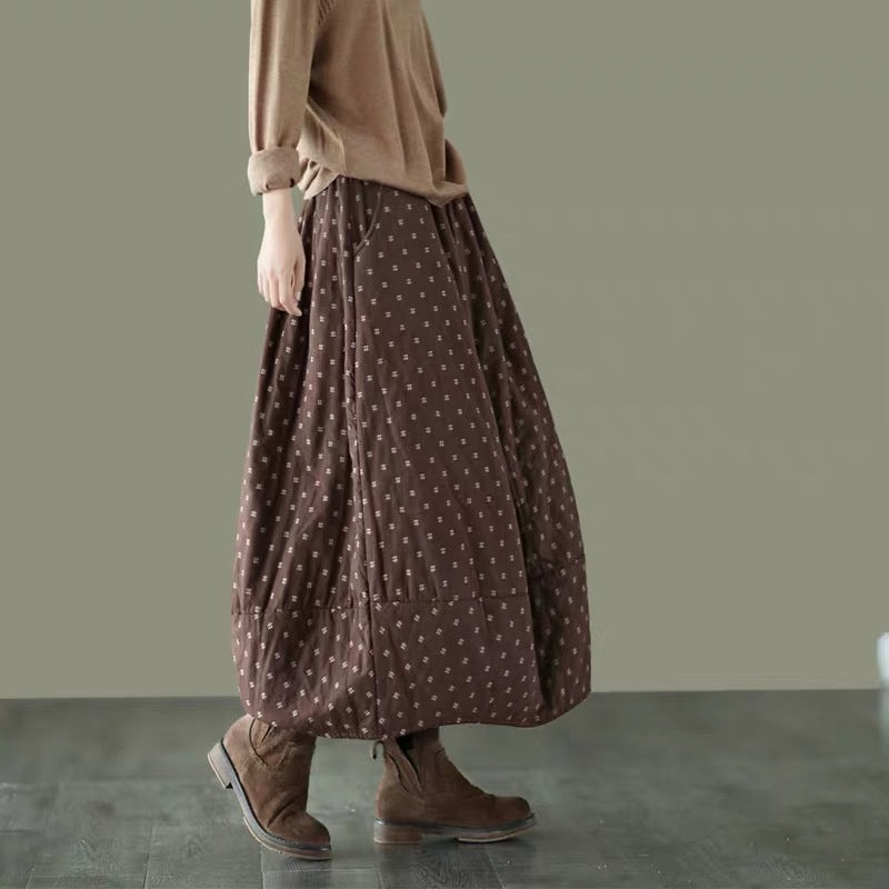 Printed Elastic Waist Plus Size Skirt Women
