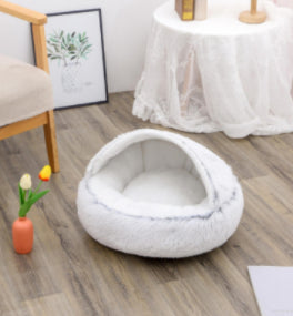2-in-1 Pet Bed - Round Plush Winter - Amanluxe