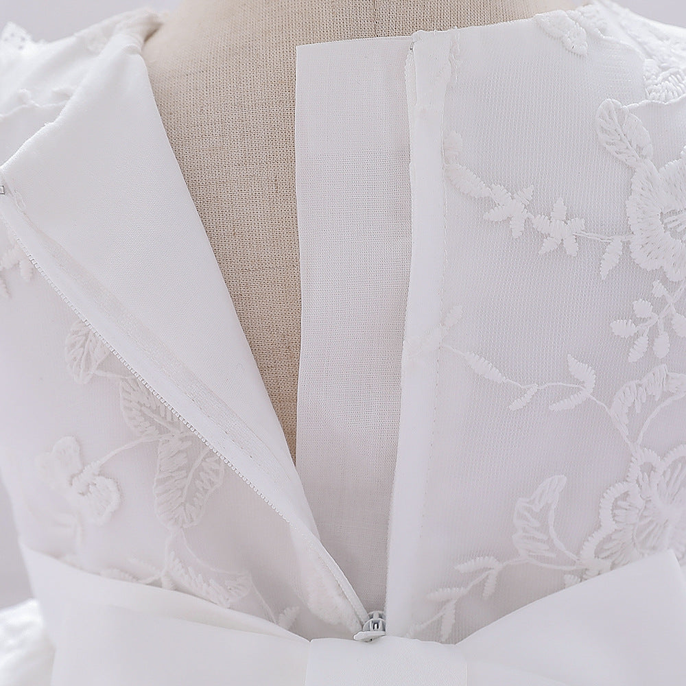 Children's white wedding princess dress pattern lace