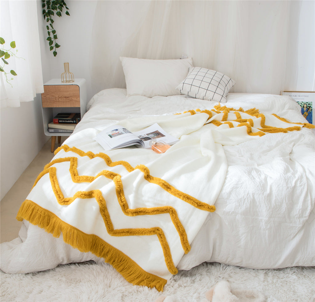 Tassel sofa blanket