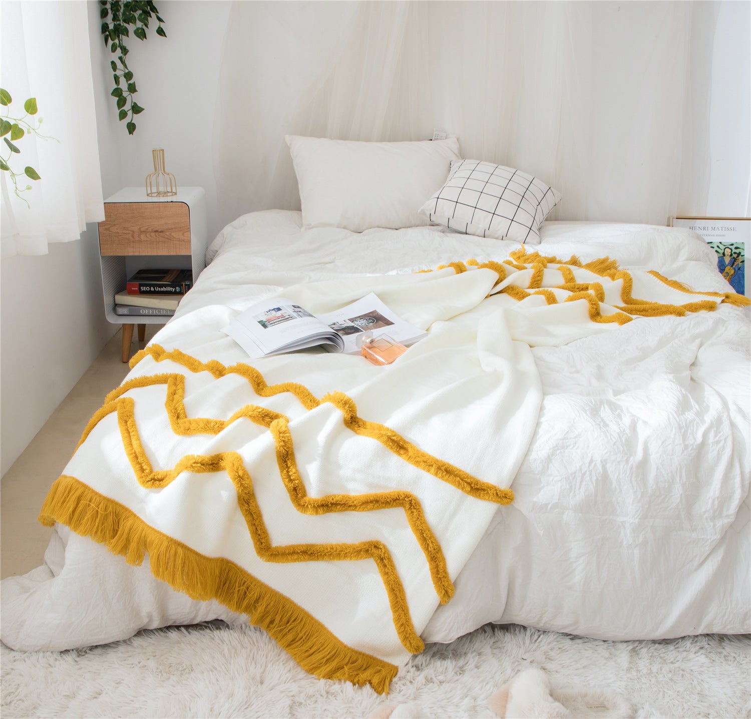 Tassel sofa blanket