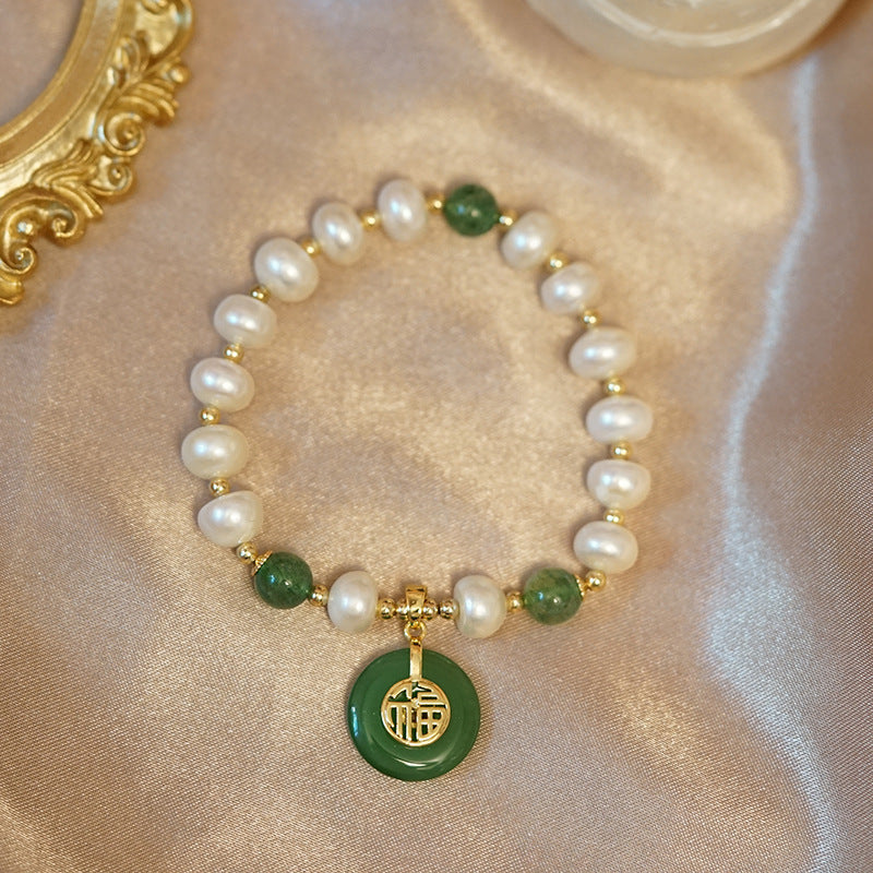 Natural Baroque Pearl Bracelet Female Fu Character Buddha Statue
