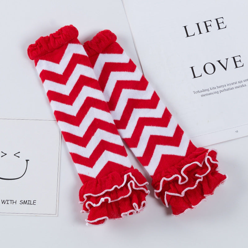 Factory direct sale baby knee socks with wooden ears and wave pattern baby crawling socks knee non-slip knee socks