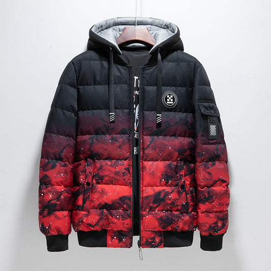 Men's Down Padded Jacket Autumn And Winter Hooded Thick Padded Jacket