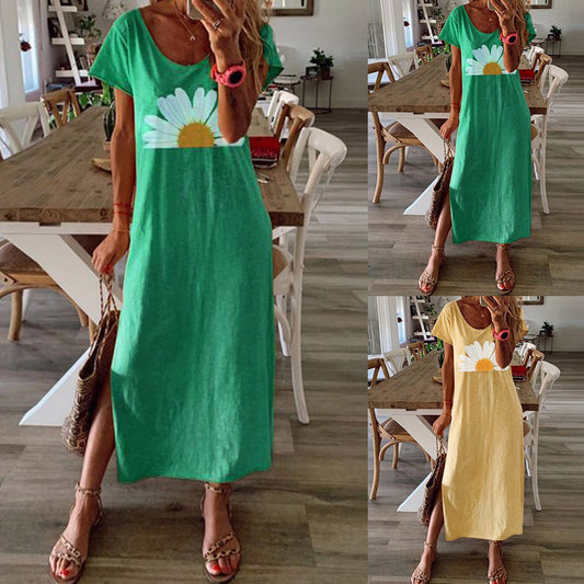 Women's printed European and American long skirts