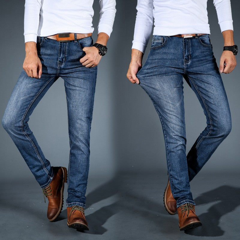 Jeans Men's Slim-Fit Casual Jeans With Small Feet