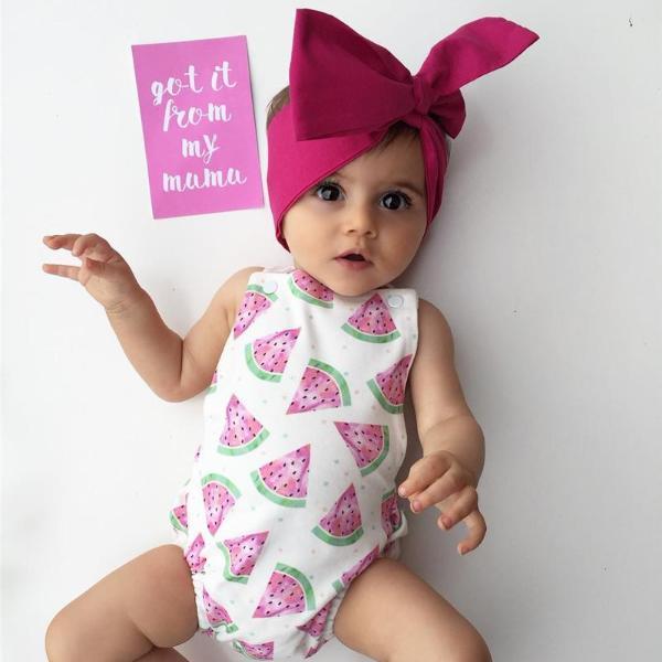 Watermelon Cross Strap  Backless Romper   Headband 2pc Set