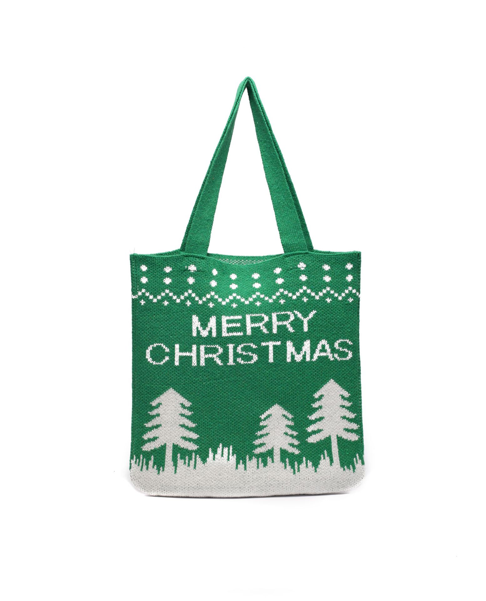 Hand-held knitted wool handbags