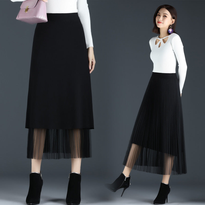 Pleated mesh skirt