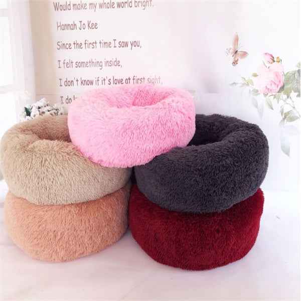 Round Cat Mattress - Long Fur Winter Pad - Amanluxe