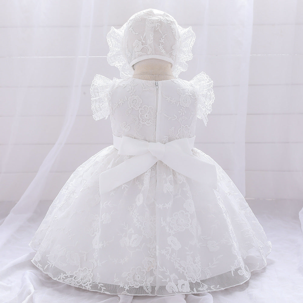 Children's white wedding princess dress pattern lace