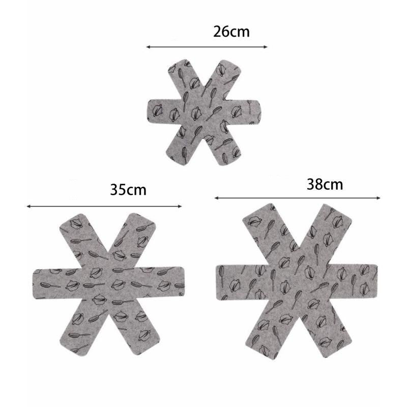 3-Piece Set of Creative Pots and Pans Non-Stick Storage Protection Mat