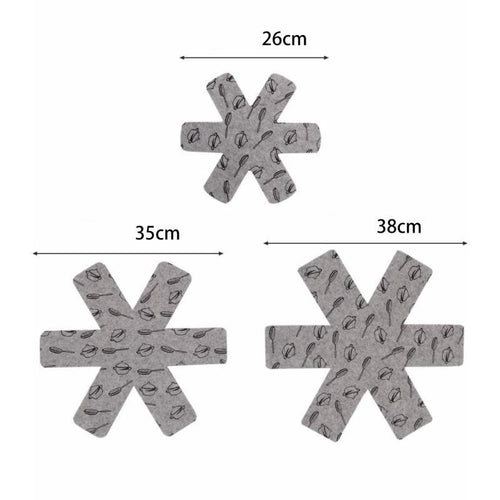 3-Piece Set of Creative Pots and Pans Non-Stick Storage Protection Mat