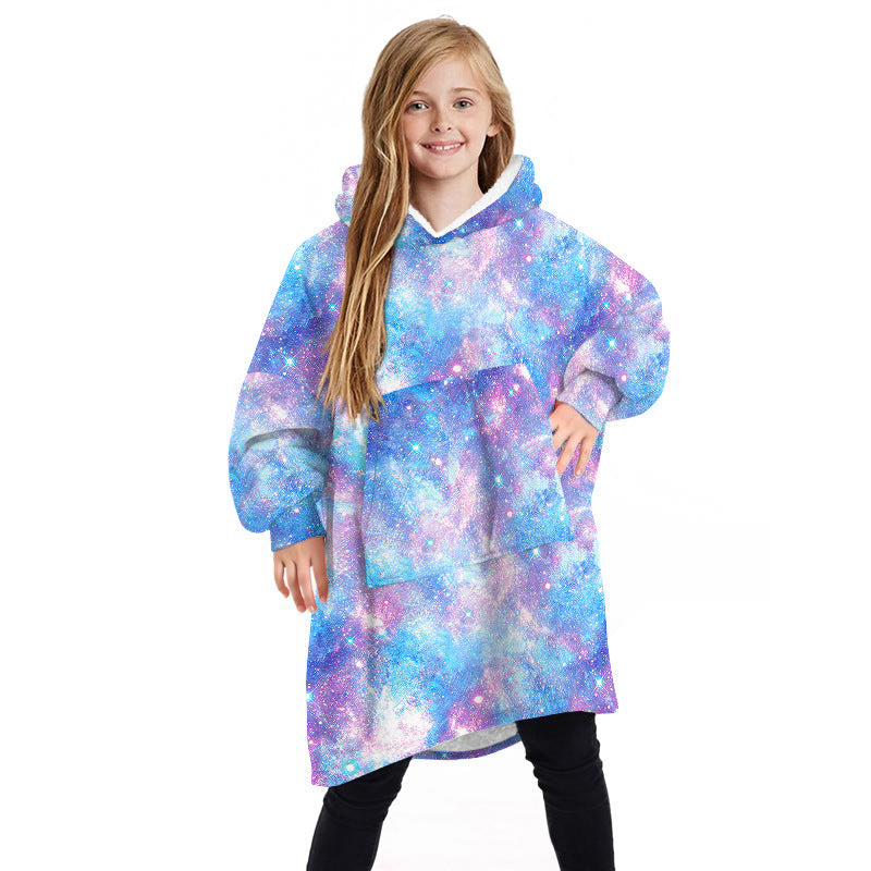 Children's Winter Home Blanket Double-sided Hoodie Pajams