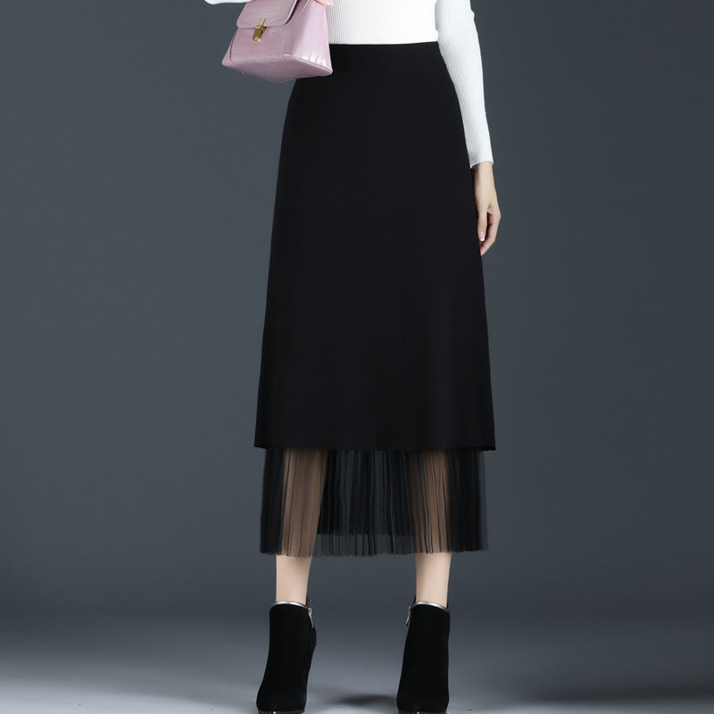 Pleated mesh skirt