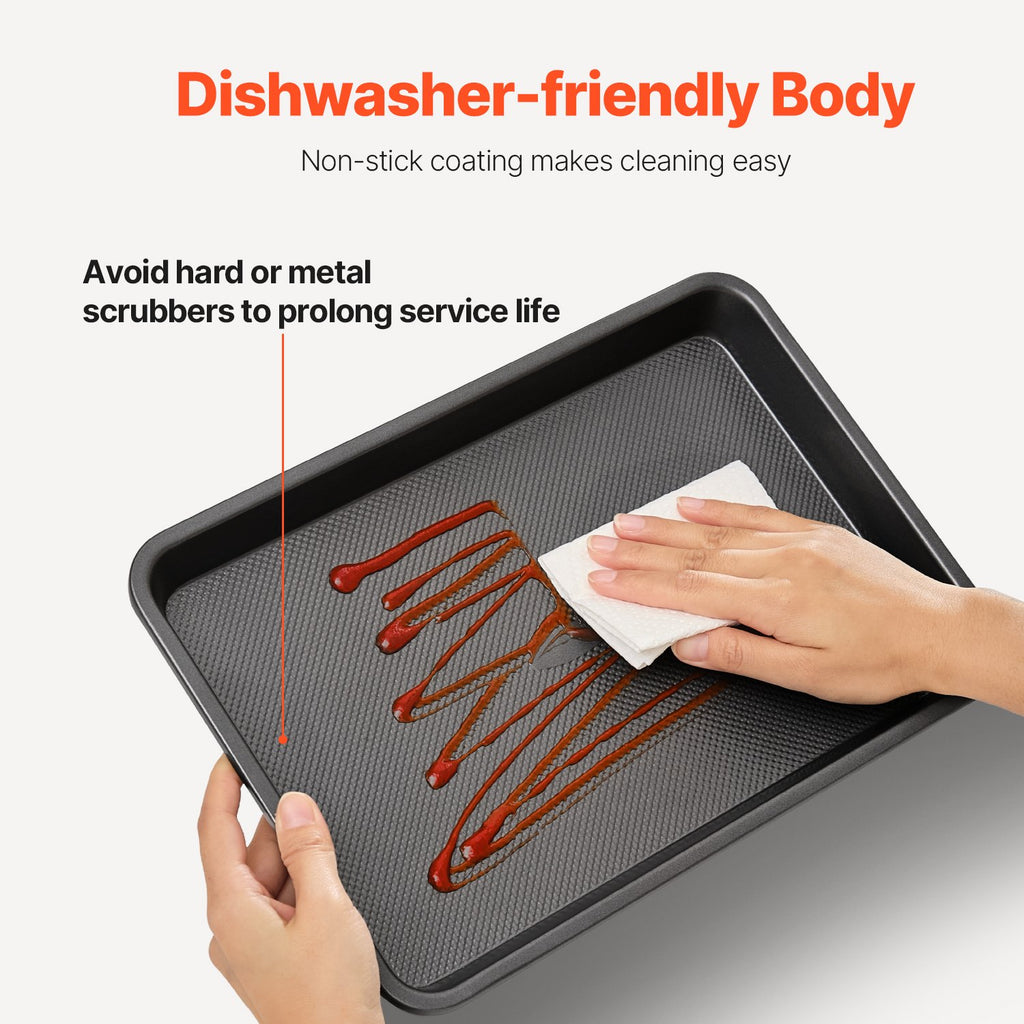 Baking Pans Set, 3-Piece, Nonstick Carbon Steel Cookware Sheets & Trays, Stackable Kitchen Oven Bakeware Cooking Sets With Silicone Handles, Easy To Clean, For Baking Cookie Cake Muffin Bread