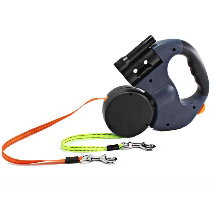 Dual Pet Leash with Flashlight & Bag Dispenser - Amanluxe