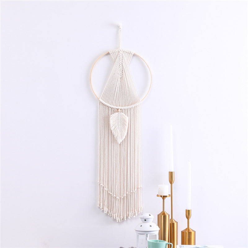 Leaf Macrame Wall Hanging Tapestry Cotton Woven Leaves Tassel Tapestries Door Porch Room Decorations Dorm Gifts