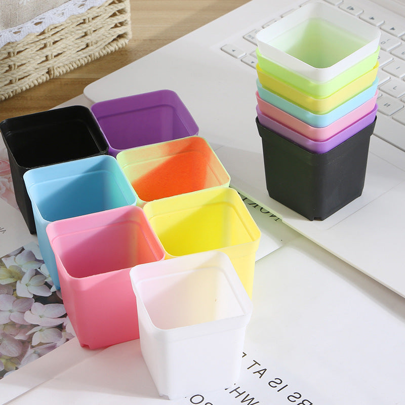Fleshy Seedlings Small Flower Pots Plastic Square Pots Small Black Square Color Square Flower Pots Frosted Thick Colorful Mini Flower Pots