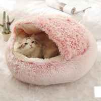 2-in-1 Pet Bed - Round Plush Winter - Amanluxe
