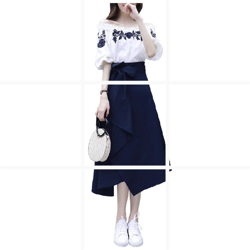 Spring And Summer Women'S Popular Suits, Dresses, Waist, And Two Long Skirts With Thin Temperament