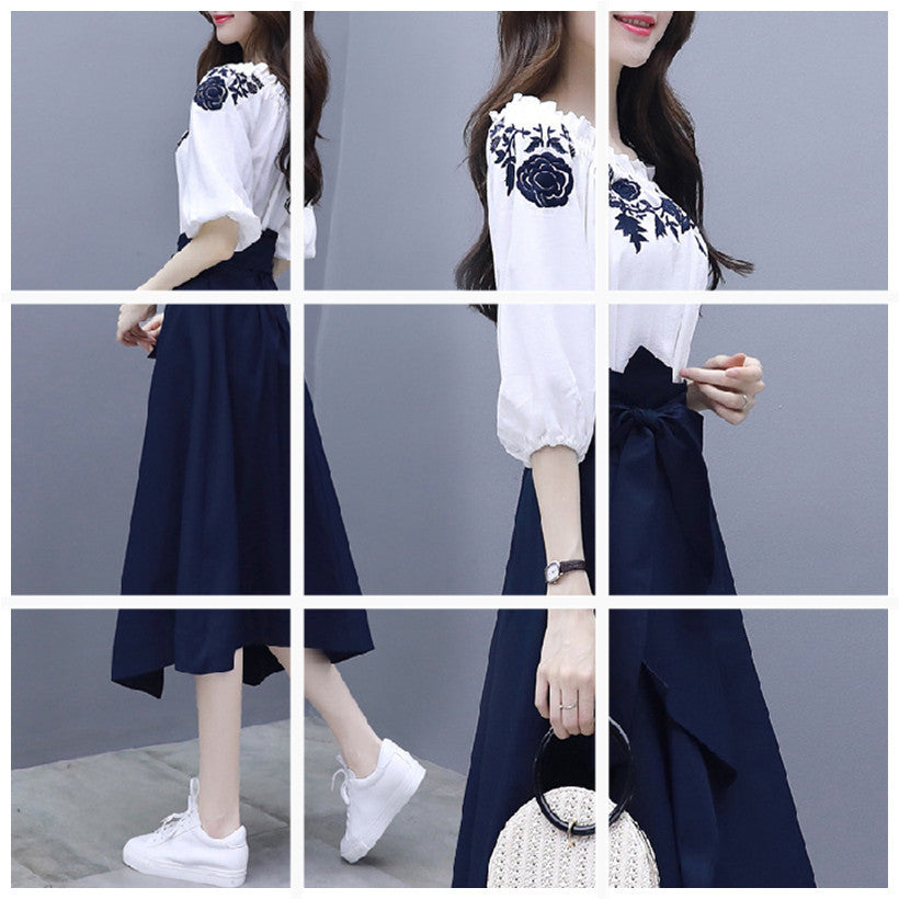 Spring And Summer Women'S Popular Suits, Dresses, Waist, And Two Long Skirts With Thin Temperament