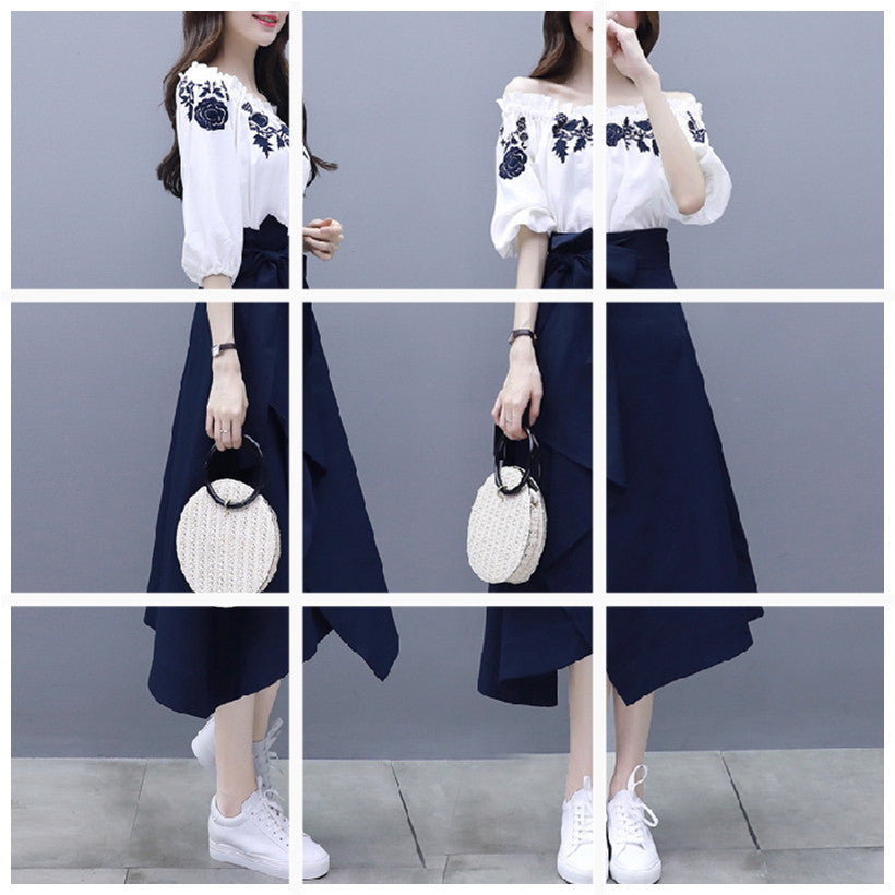 Spring And Summer Women'S Popular Suits, Dresses, Waist, And Two Long Skirts With Thin Temperament