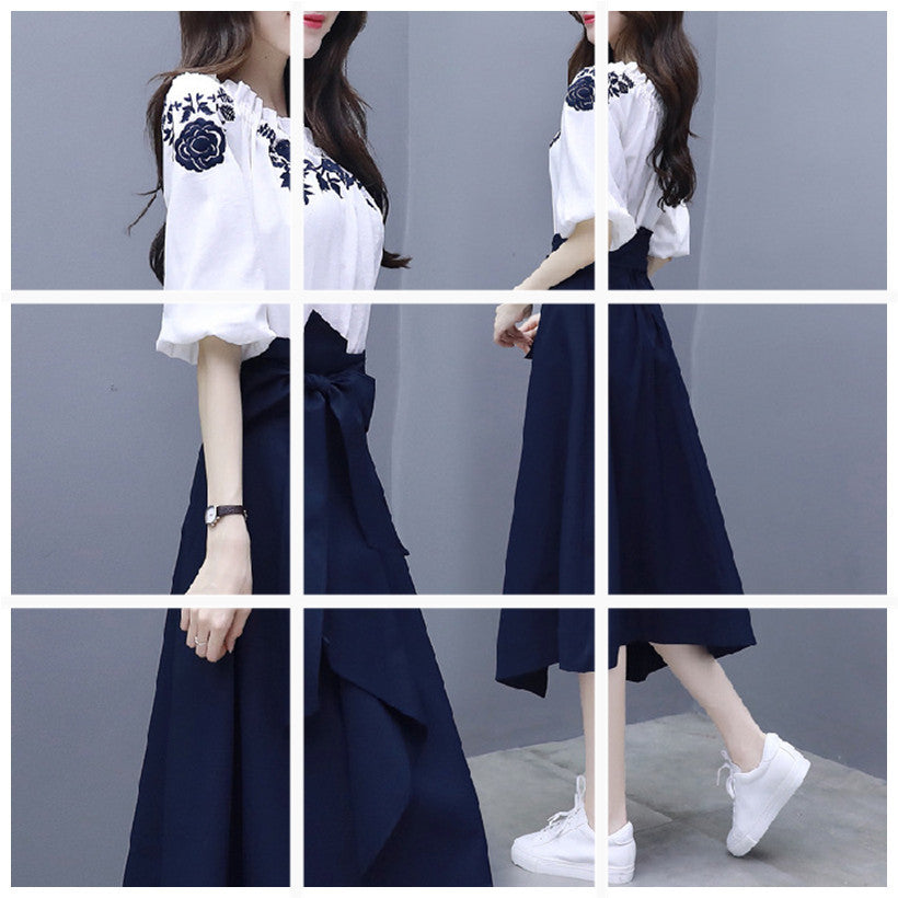 Spring And Summer Women'S Popular Suits, Dresses, Waist, And Two Long Skirts With Thin Temperament