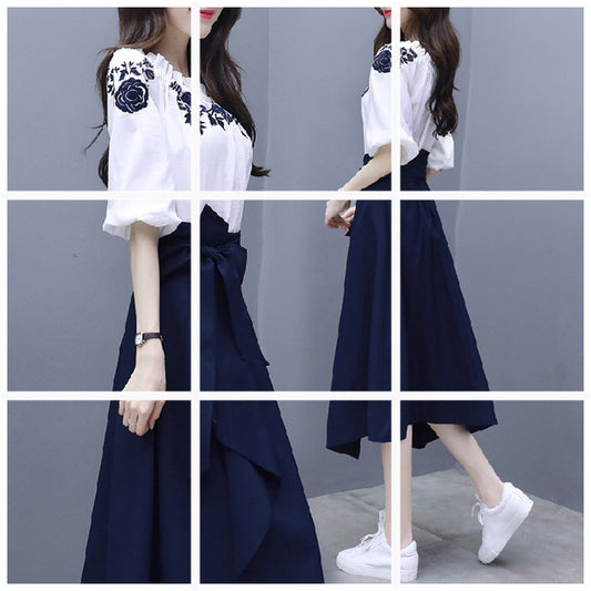 Spring And Summer Women'S Popular Suits, Dresses, Waist, And Two Long Skirts With Thin Temperament