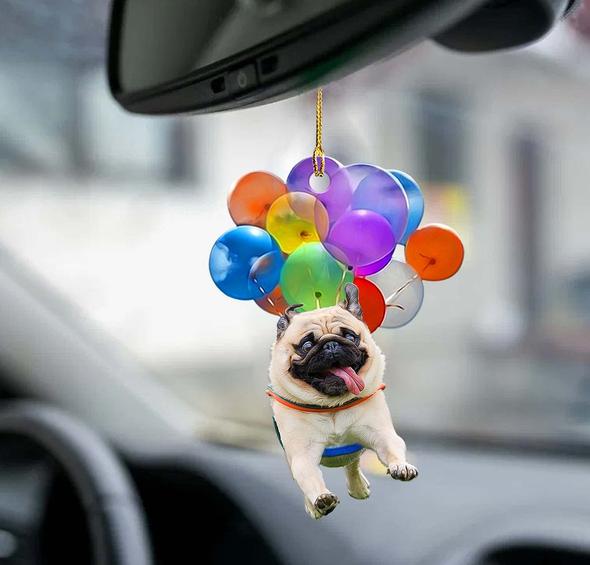 Cartoon Cute Dog Auto Hanging Ornament with Colorful Balloon Parachute Home Accessories Decorations