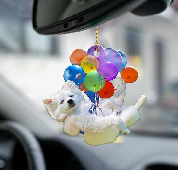 Cartoon Cute Dog Auto Hanging Ornament with Colorful Balloon Parachute Home Accessories Decorations