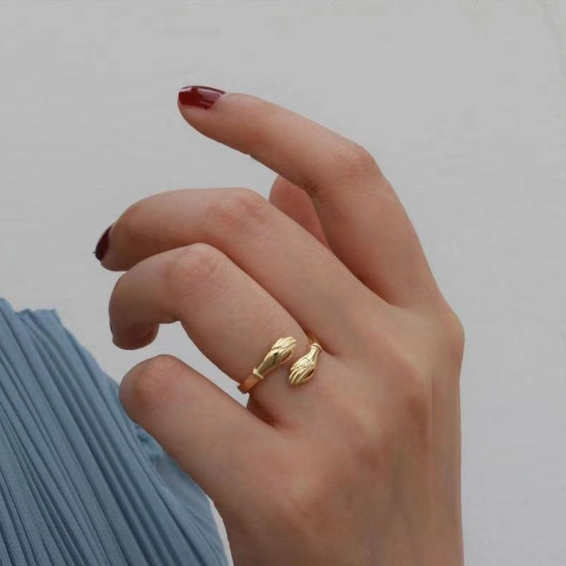 Hug Gesture Ring 18K Gold Preservation