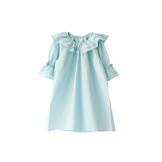 Homewear Girls' Nine-Sleeve Home Dresses With  Silk Nightdress