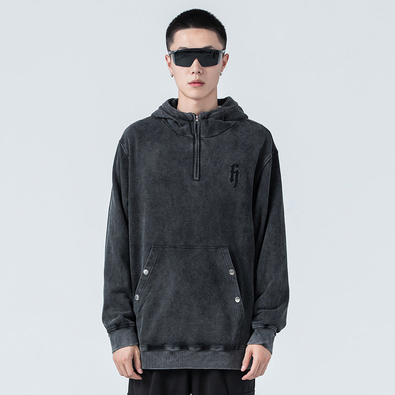 Washed And Distressed Sweater Men's Hooded Tide Brand